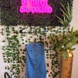 Blue Denim Strapless Dress